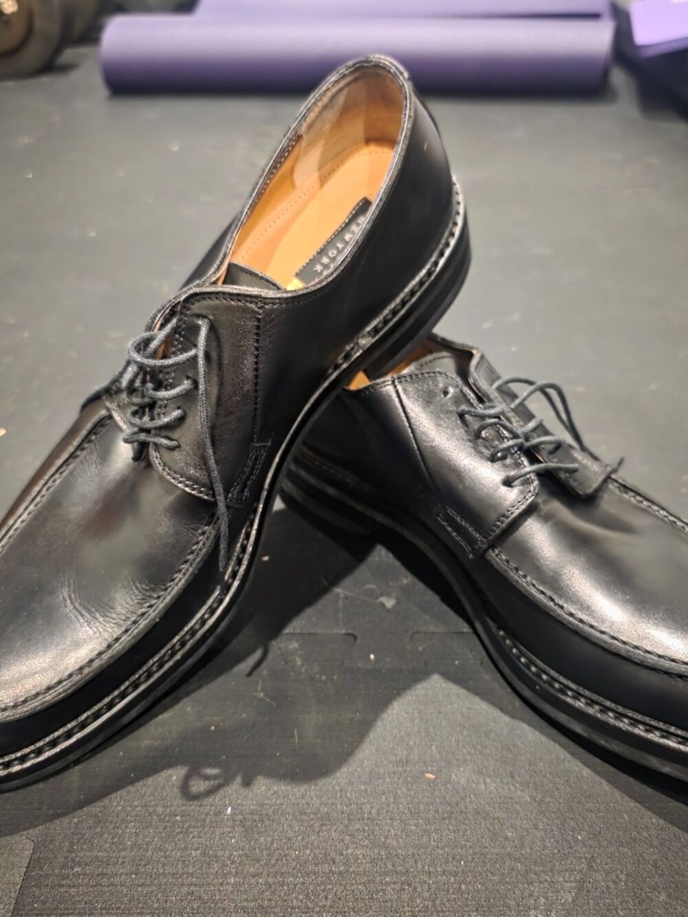 Barneys New York Black Leather Derby Shoes Men's Size 12 Made in Italy